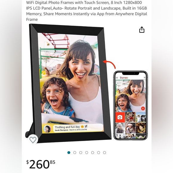 Frameo WI-FI DIGITAL 8” PHOTO FRAME with touch screen features - Picture 5 of 7